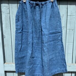 CP Shades, Wallis Indigo Drawstring Linen Midi Skirt